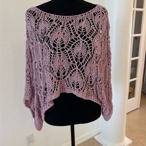 Elegant Mauve Knit Cape  ONE SIZE
